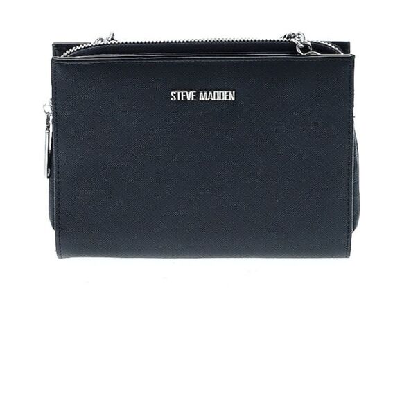 Steve Madden Black Crossbody wallet Bag with Elegant Chain Strap womens zip lady - Picture 2 of 16
